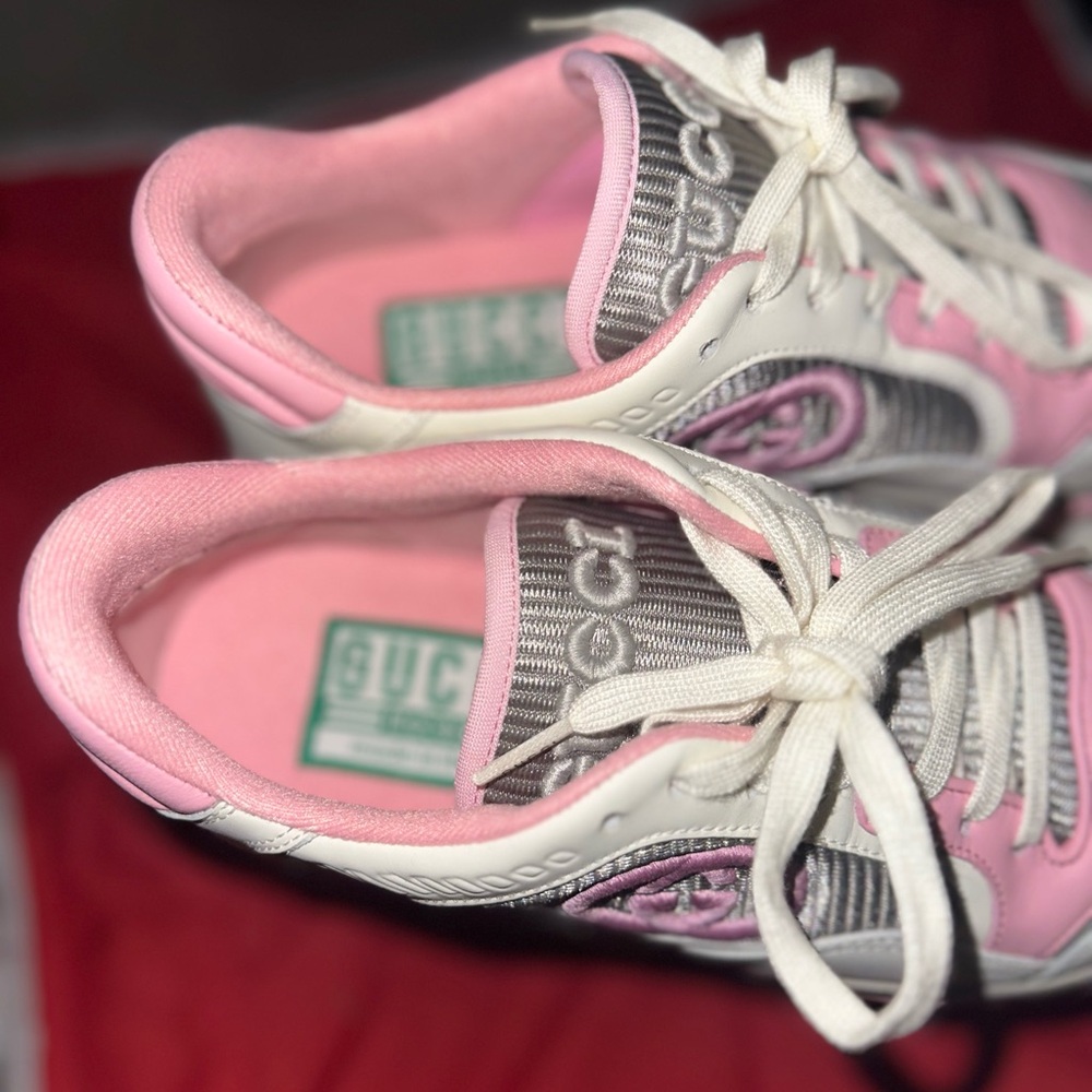 Authentic Gucci Women's Pink and Gray Sneakers - Picture 5 of 10